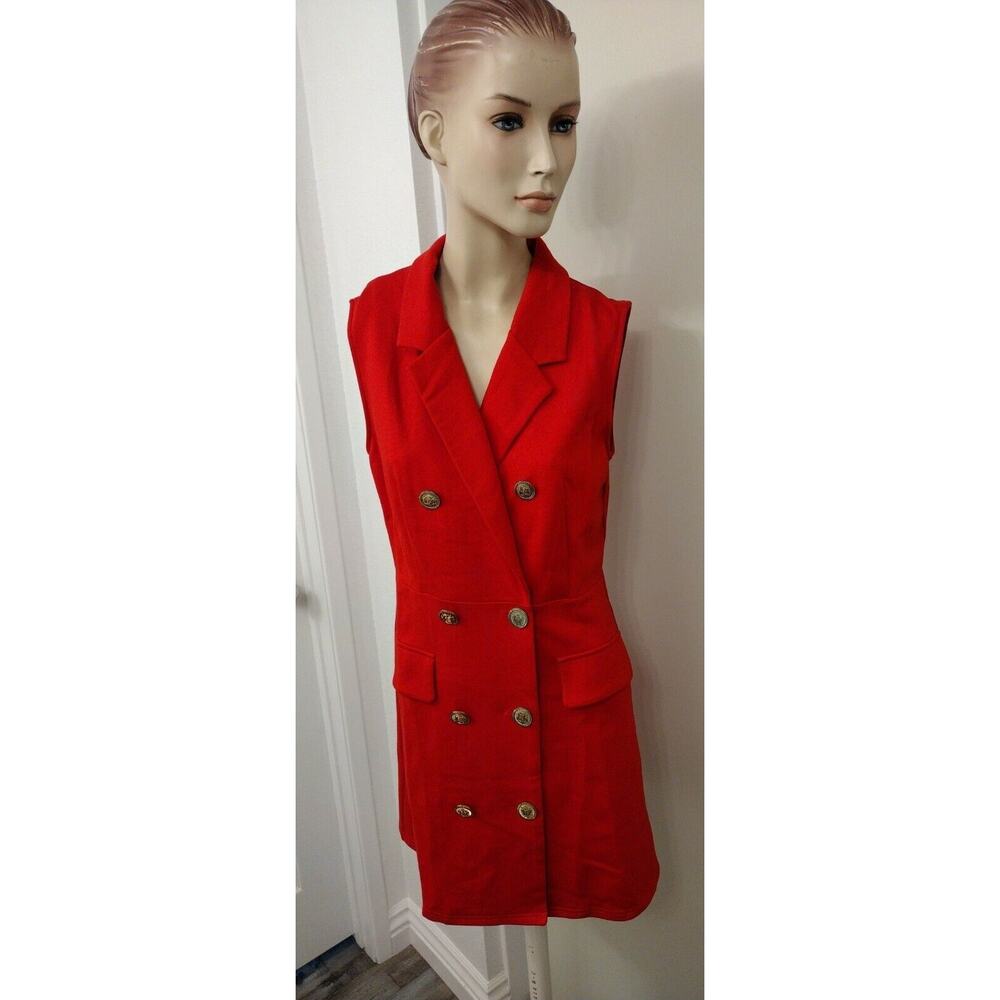 NEW Lac Bleu Red Tuxedo Body Con Dress( Large) Y2K